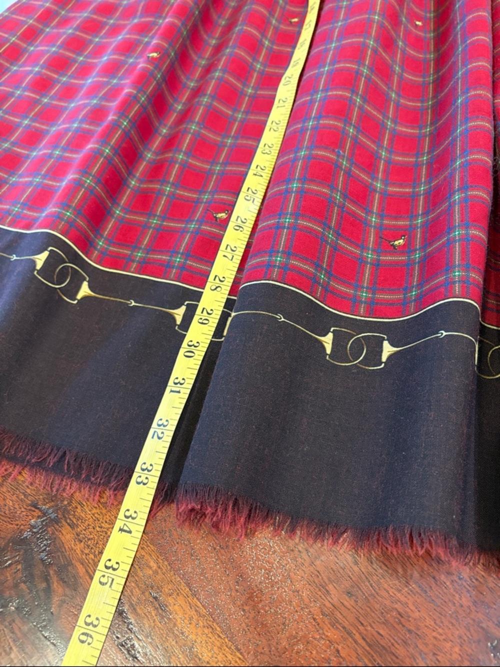 Vintage Ralph Lauren Red Plaid Wool Pheasant Equestrian Maxi Skirt size 12 - Picture 13 of 13